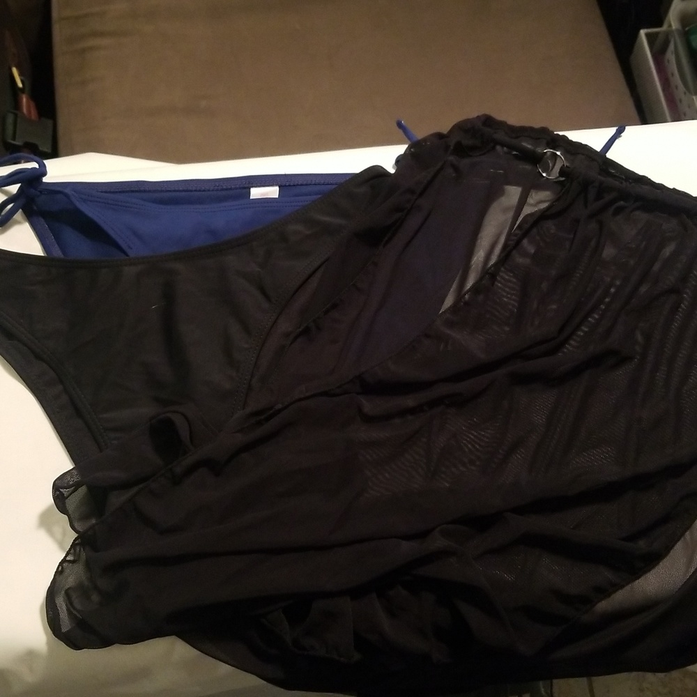 Bundle deal 2 bathing suit bottoms and a sheer cover